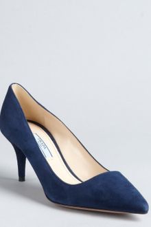 Prada Navy Suede Pointed Toe Pumps - Lyst