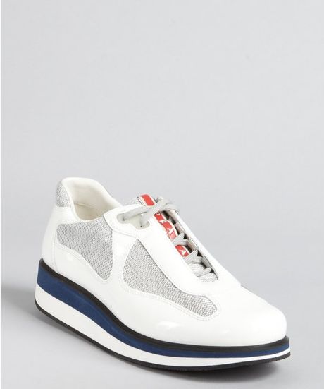 prada white patent leather sneakers