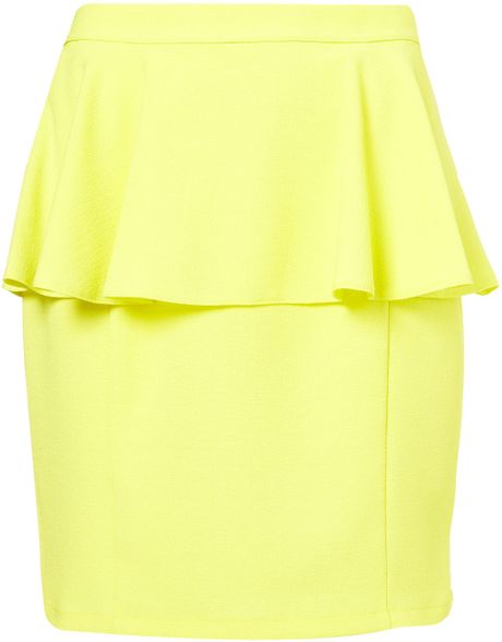 Topshop Textured Peplum Skirt in Yellow (lemon) - Lyst
