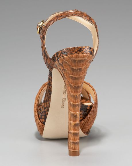 Alexandre Birman Woven Leather Snake Platform Sandal in Brown (pecan