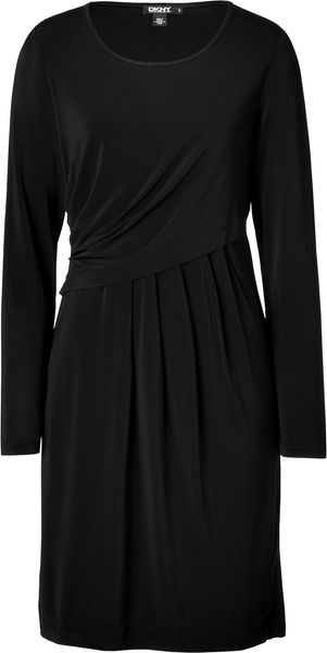 Dkny Black Draped Dress in Black - Lyst