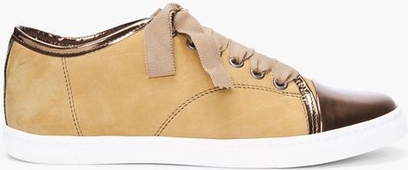 Lanvin Olive Suede Sneakers in Beige (olive) - Lyst