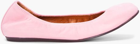 Lanvin Pink Nubuck Ballerina Flats in Pink - Lyst