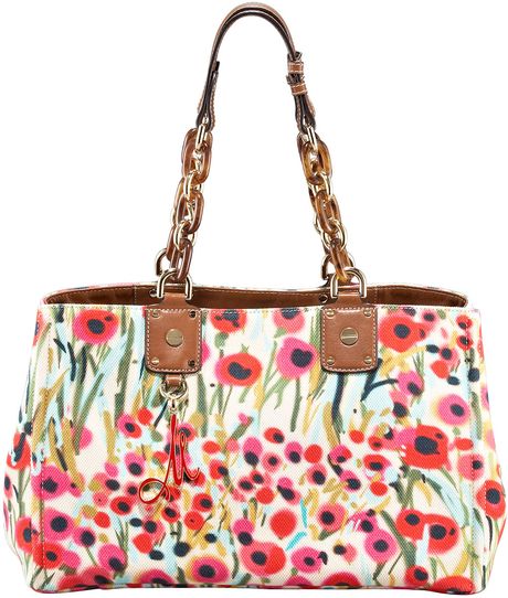 Milly Poppyprint Tote in Red (poppy print white) - Lyst