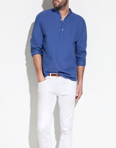 Zara Striped Structured Shirt in Blue for Men (turquoise) - Lyst