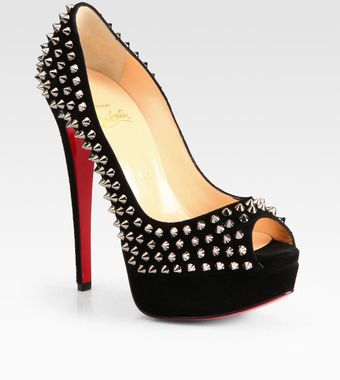 Christian Louboutin Studded Suede Platform Pumps - Lyst