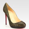 Christian Louboutin Glittercoated Leather Platform Pumps in Gold - Lyst