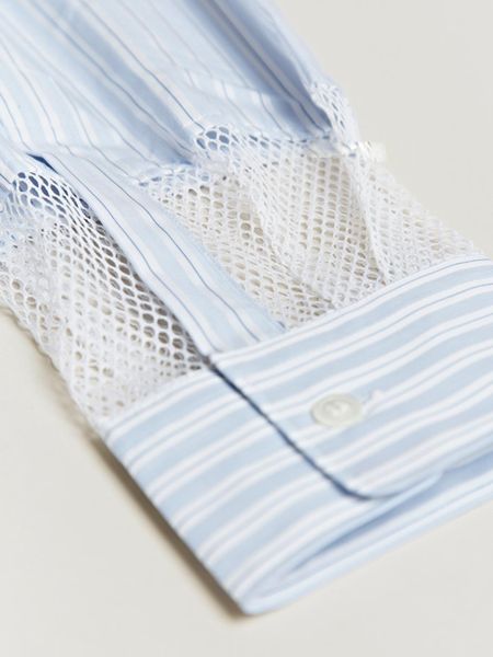 Comme Des Garçons Pin Stripe Ester Mesh Cuff Shirt in Blue for Men - Lyst