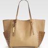 Michael Kors Crocembossed Pebbled Leather Tote in Beige (desert) - Lyst