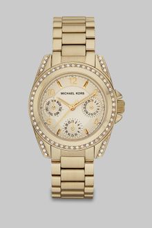 Michael Kors Crystal Accented Stainless Steel Multifunction Watch - Lyst