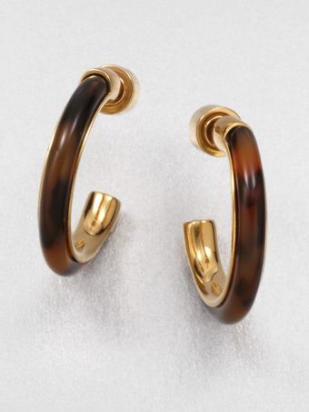 Michael Kors Tortoise Pattern Small Hoop Earrings - Lyst