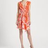 Milly Madeira Silk Ruffle Dress in Orange (black) - Lyst