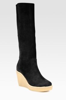 Pierre Hardy Suede Kneehigh Wedge Boots - Lyst