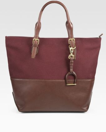  Canvas Leather Ziptop Tote 