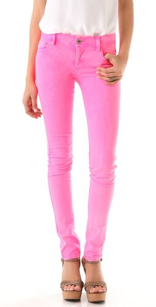  Neon 5 Pocket Skinny Jeans 