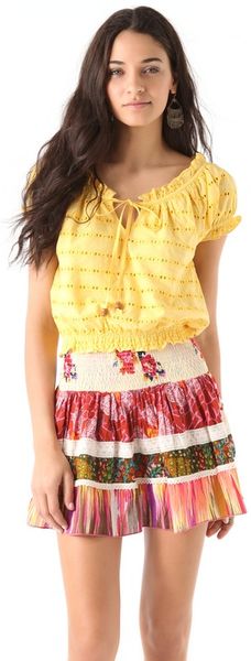 Dallin Chase Zavion Eyelet Top in Yellow - Lyst