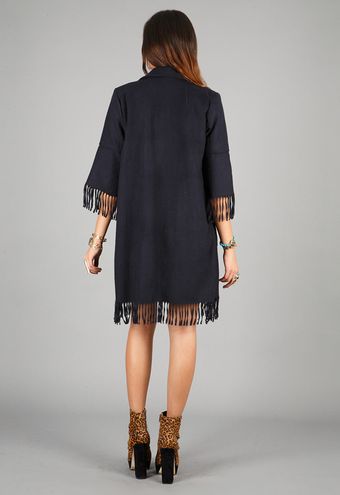 American Gold American Gold Holy Mountain Fringe Coat in Navy - Lyst