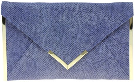 Asos Asos Side Metal Bar Clutch in Blue - Lyst
