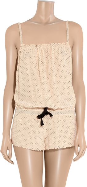 Aubin & Wills Hurstdene Polka-dot Silk Pajama Playsuit in Beige (black