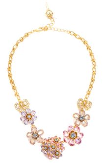 Betsey Johnson Flower and Bow Frontal Necklace - Lyst