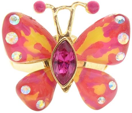 Betsey Johnson Butterfly Stretch Ring in Pink - Lyst