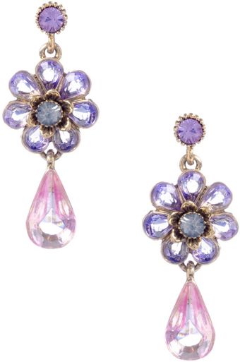 Betsey Johnson Purple Flower Teardrop Earrings - Lyst