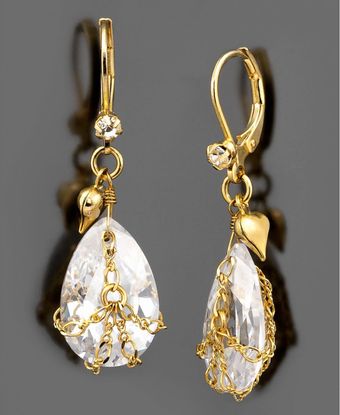 Betsey Johnson Teardrop Crystal Earrings - Lyst
