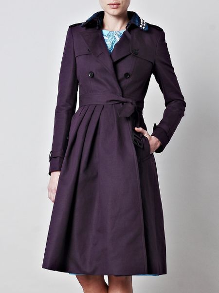 Burberry Prorsum Full Skirted Trench Coat in Purple - Lyst