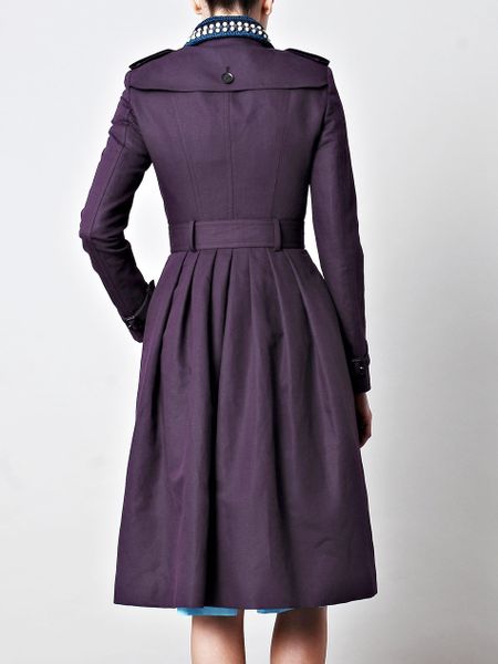 Burberry Prorsum Full Skirted Trench Coat In Purple Lyst