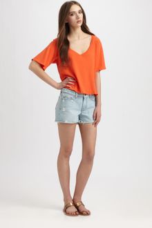 C&c California Cropped Vneck Tee - Lyst