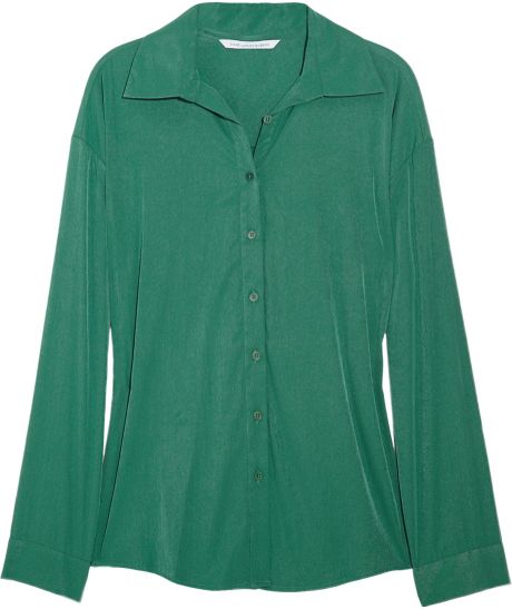 Diane Von Furstenberg Satin Blouse in Green - Lyst