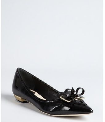  Black Patent Leather Love Bow and Heart Point Toe Flats 