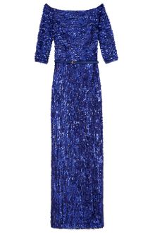 Elie Saab Full Beaded Long Shoulder Dress  - Lyst
