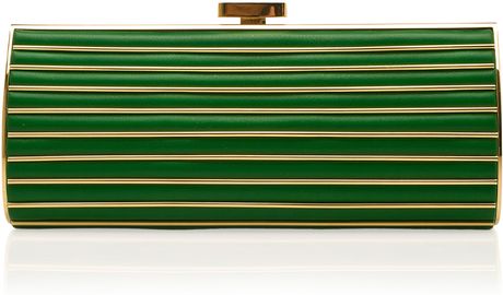 Elie Saab Large Striped Clutch in Green - Lyst