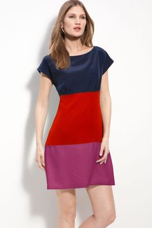 Eliza J Colorblock Silk Crêpe De Chine Dress - Lyst