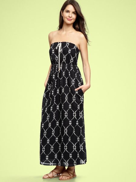 Gap Printed Drawstring Maxi Dress in Black (black print)