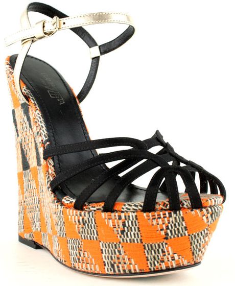 Giambattista Valli Tribal Print Wedge in Gold - Lyst