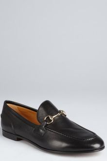 Gucci Black Leather Horsebit Loafers - Lyst
