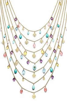 Hue Gold Tone Multicolor Beaded Drama Necklace - Lyst