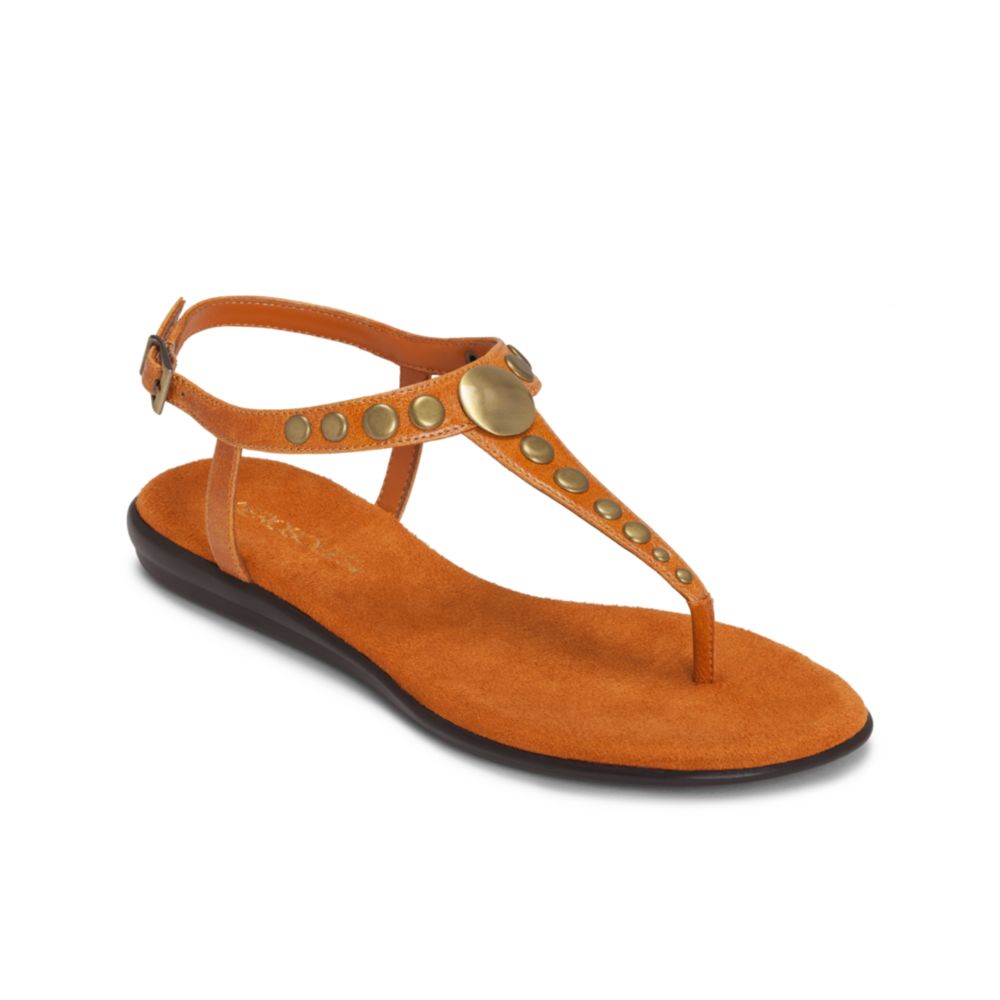 orange flat sandals womens
