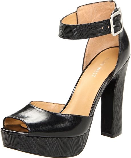 Nine West Secret Weapon Ankle Strap Sandal in Black (black/black leather) - Lyst