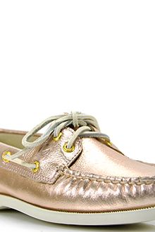 Sperry Authentic Original 2 Eye Rosegold Metallic Leather Boat Shoe - Lyst
