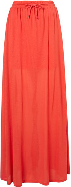  Red Sporty Maxi Skirt 