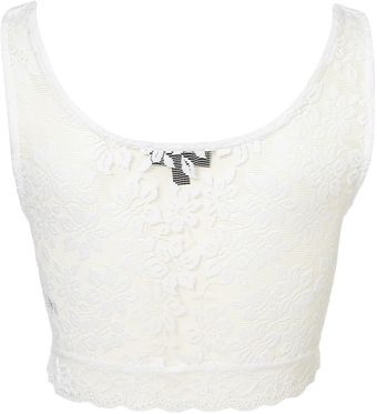 Topshop Lace Crop Top - Lyst