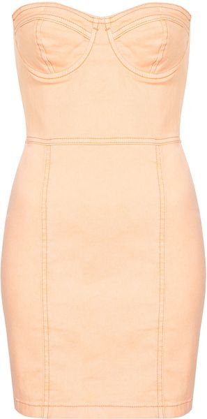 Topshop Denim Cupped Bandeau Dress - Lyst