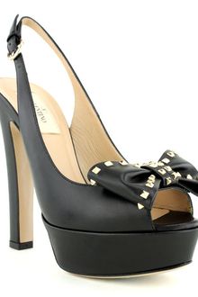 Valentino Black Slingback Open Toe Studded Pump - Lyst