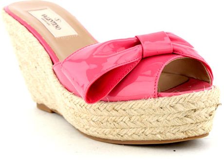 Valentino Rose Patent Wedge Slide in Pink (rose) - Lyst
