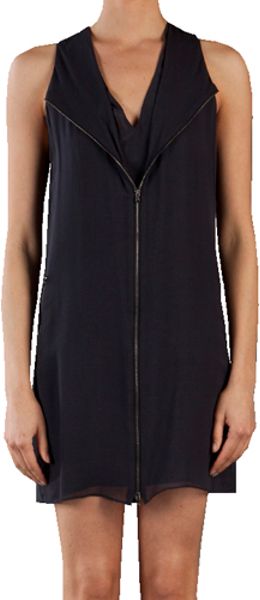 3.1 Phillip Lim Sleeveless Double Layer Dress with Zip Detail in Black - Lyst