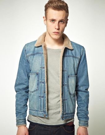Asos Denim Jacket with Borg Collar - Lyst