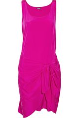 DKNY Tie Waist Stretch Silk Dress